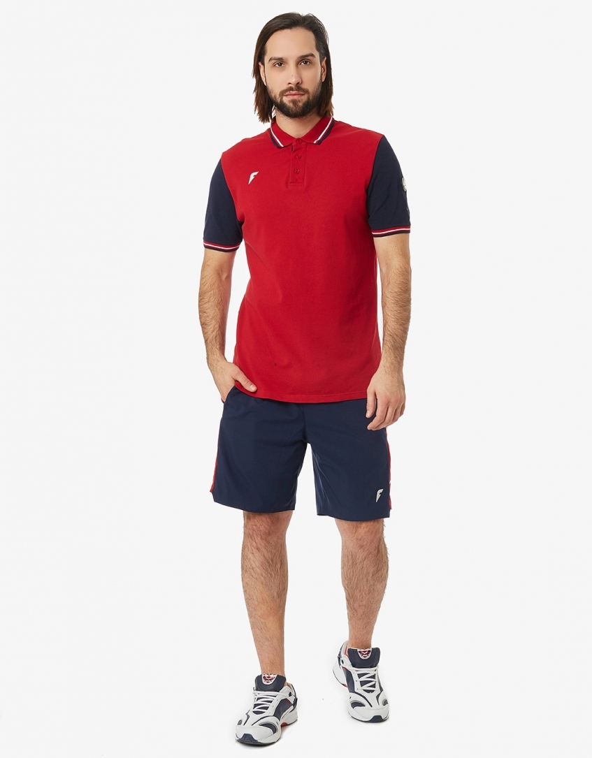 Рубашка поло мужская (красный/синий)