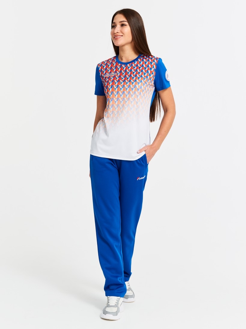 футболка с коротким рукавом женская (голубой/белый)