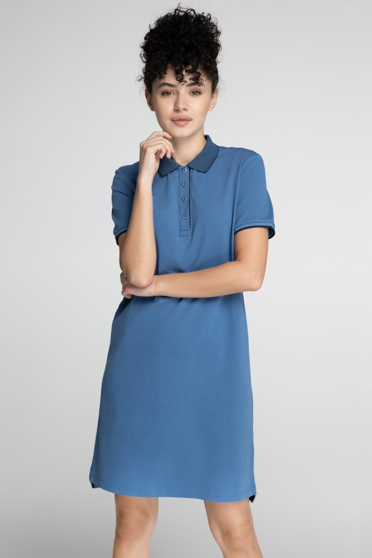 Платье поло женское (голубой/голубой)